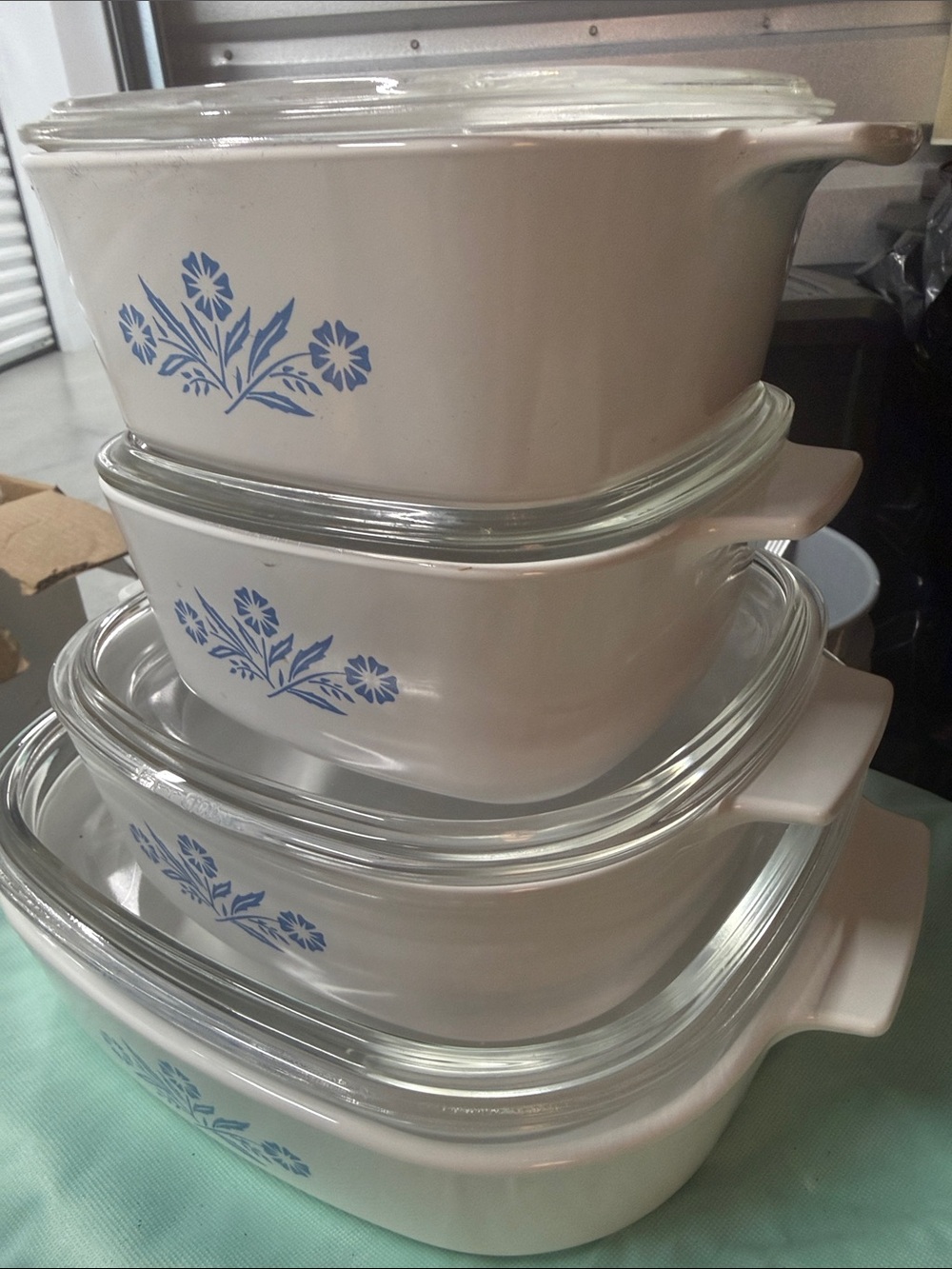 Corning Ware White Bakeware Set with Blue Floral Cornflower Pattern - 4 Sets - Picture 6 of 6